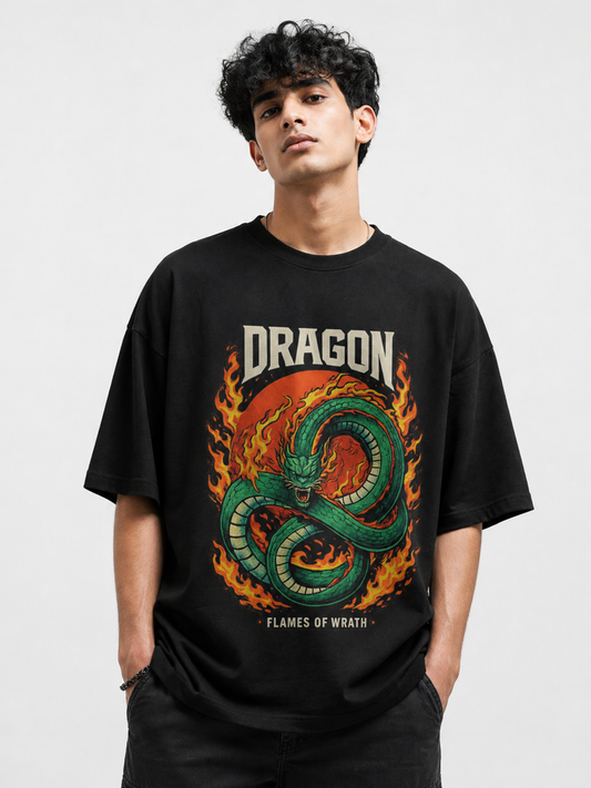 Dragon Flame Oversized T-Shirt | Premium Streetwear | 240 GSM